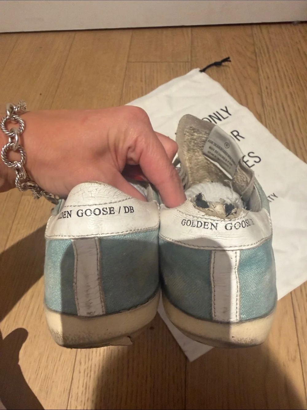 Golden Goose Light Blue and Gray Star Sneakers